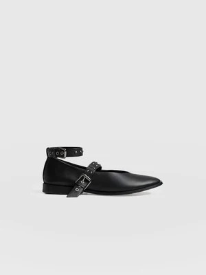 Vega Studded Ballerina Flats - Black | Saint + Sofia (US)