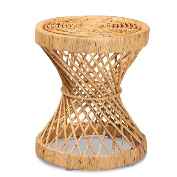 Baxton Studio Seville Modern Circular Rattan End Table, Natural | Walmart (US)