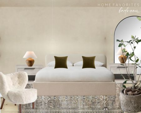 Bedroom, bed, lounge chair, organic modern, earthy decor, neutral bedroom, mirror, vintage lamps, nightstand 

#LTKstyletip #LTKhome #LTKfindsunder100