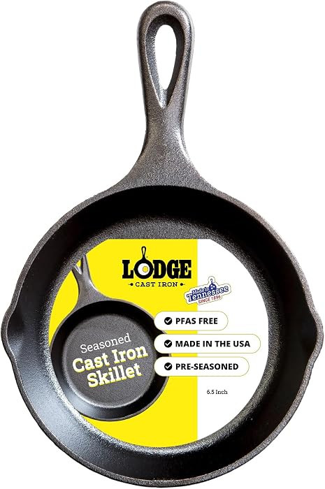 Lodge Seasoned Cast Iron Skillet 6.5 Inches - PFAS-Free, Non-Toxic Cookware - Use with an Oven, S... | Amazon (US)