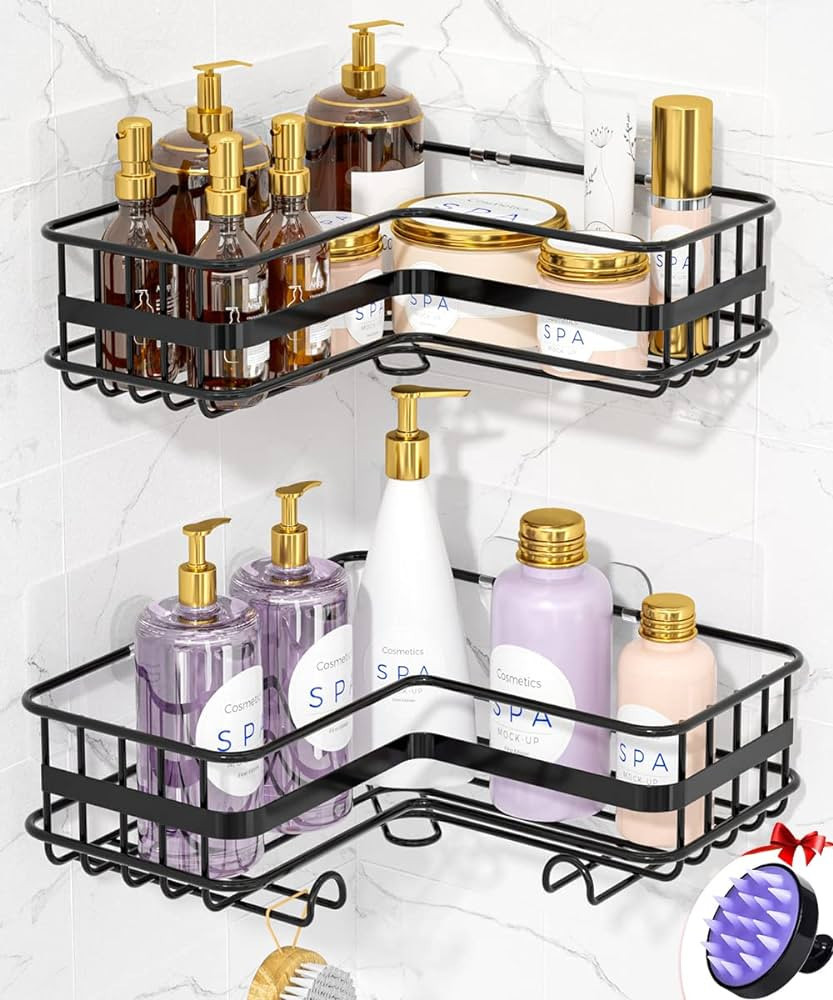 Roseyat Corner Shower Caddy Shelf Basket for Shampoo Stainless Steel, Adhesive Shower Organizer S... | Amazon (US)