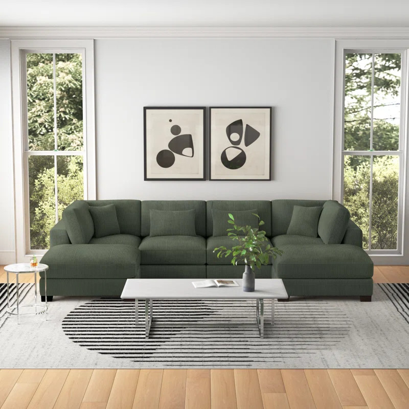 Andreco 6 - Piece Corduroy Sectional | Wayfair North America