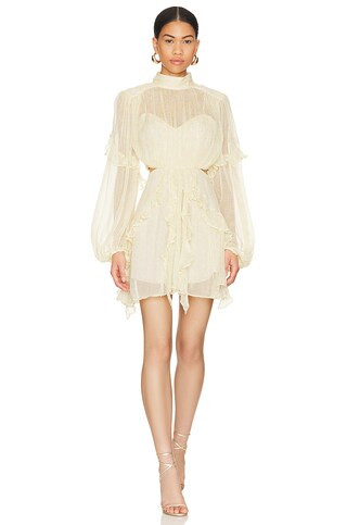 Shona Joy Gina Ruffle Mini Dress in Limoncello from Revolve.com | Revolve Clothing (Global)