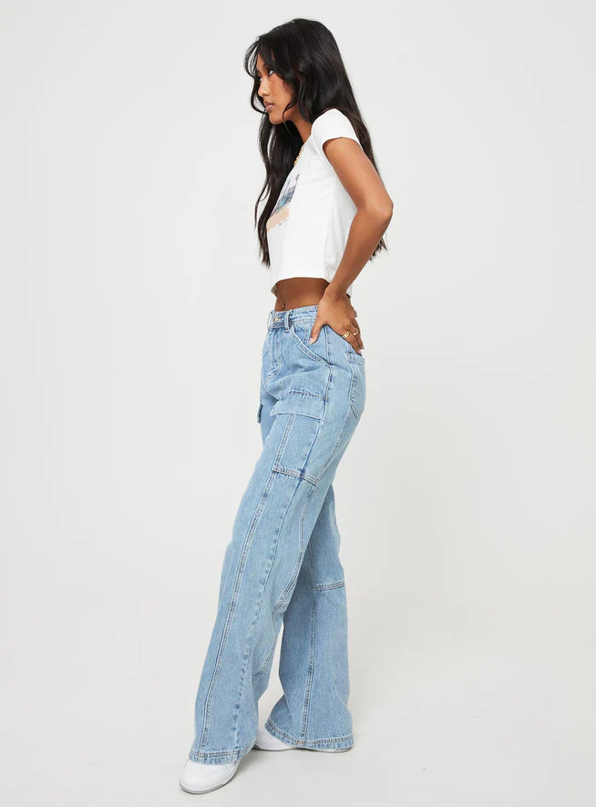 Chad Cargo Jeans Mid Wash Denim | Princess Polly US