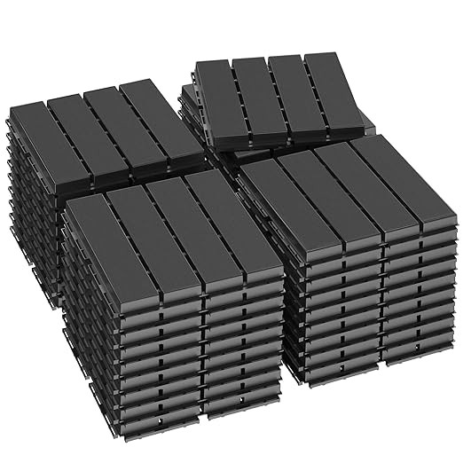 Plastic Interlocking Deck Tiles, 36 Pack Patio Deck Tiles, 12"x12" Waterproof Outdoor Flooring Al... | Amazon (US)