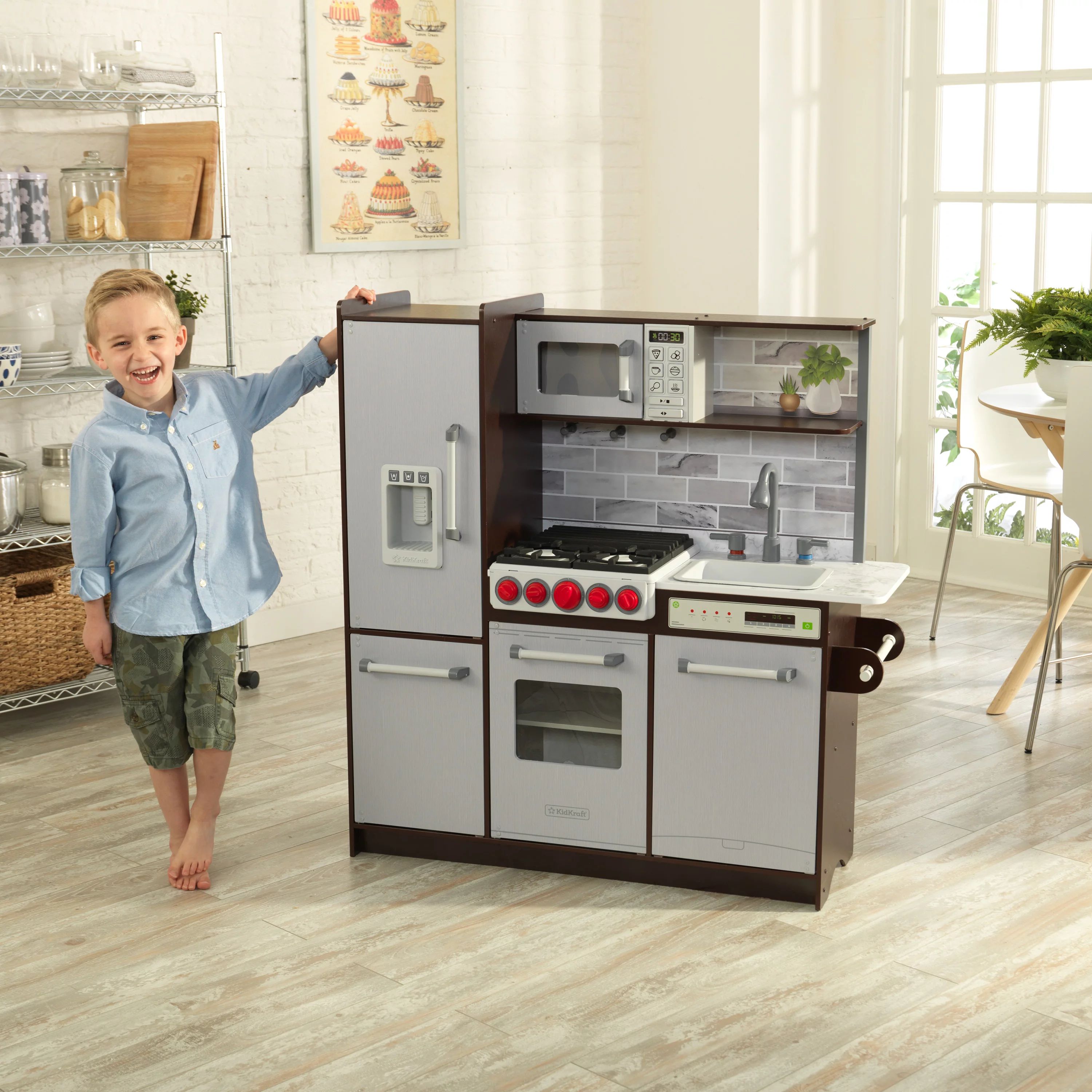 KidKraft Uptown Elite Espresso Play Kitchen with Lights and Sounds and Working Ice Maker | Walmart (US)