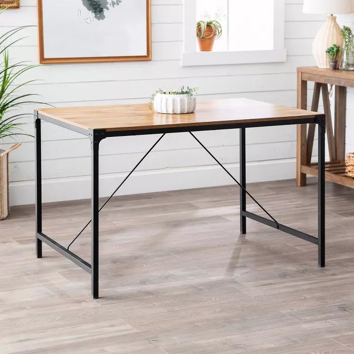 48" Angle Iron and Wood Trestle Style Dining Table - Saracina Home | Target