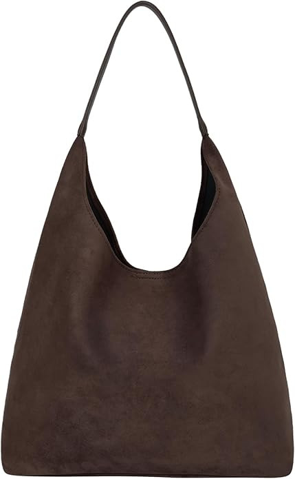 Suede Hobo Tote Bag for Women Stylish Slouchy Shoulder Bag Soft Leather Handbag Suede Purses for ... | Amazon (US)