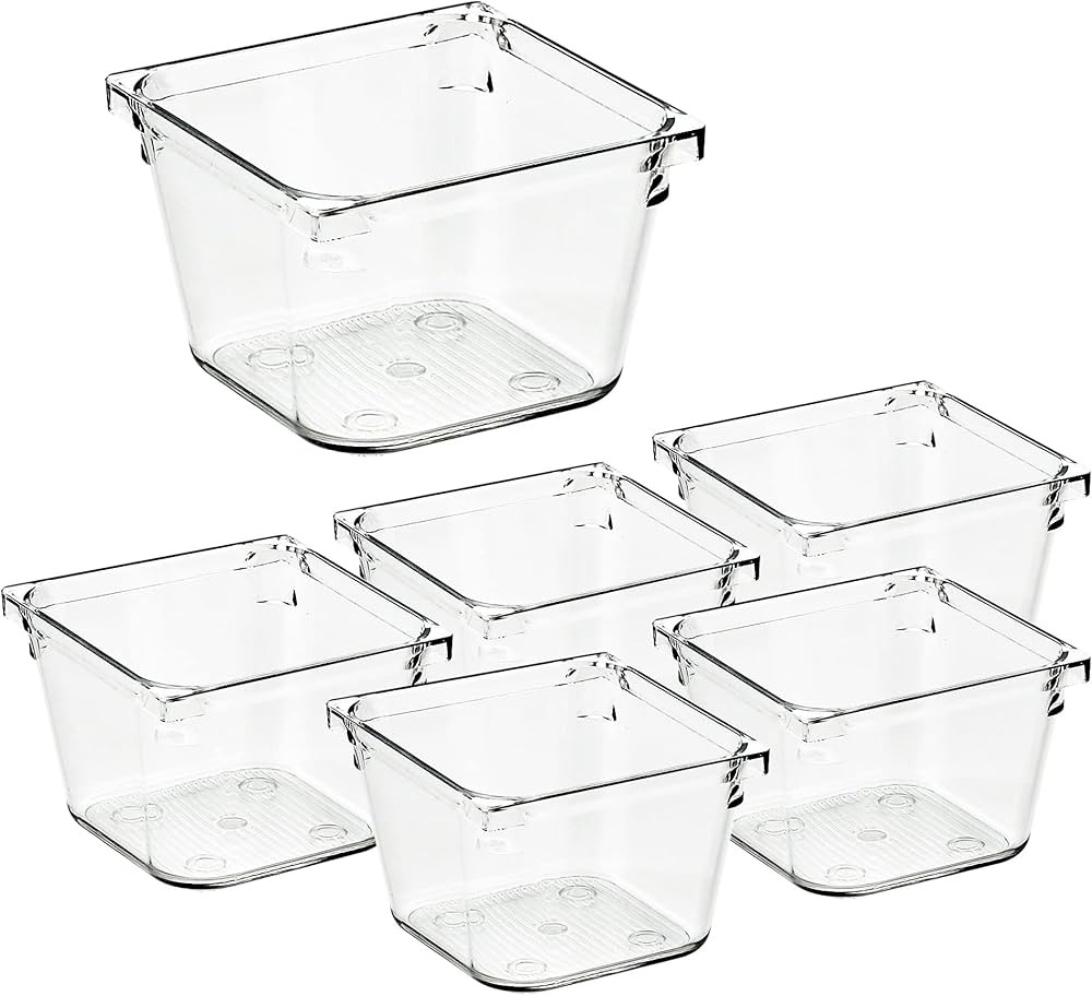 Ravinte 6 Pack Drawer Organizer - 3" X 3" Plastic Storage Bins, Acrylic Organizers with Non-Slip ... | Amazon (US)