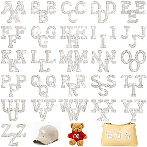 78 Pcs Iron on Letters with Pearl Rhinestone, 3 Sets of A-Z English Letter Patches Bling Delicate Decoration Cute Sew on Alphabet Applique for DIY Clothes Repair Hats Bags Shoes Pillows Crafts | Amazon (US)