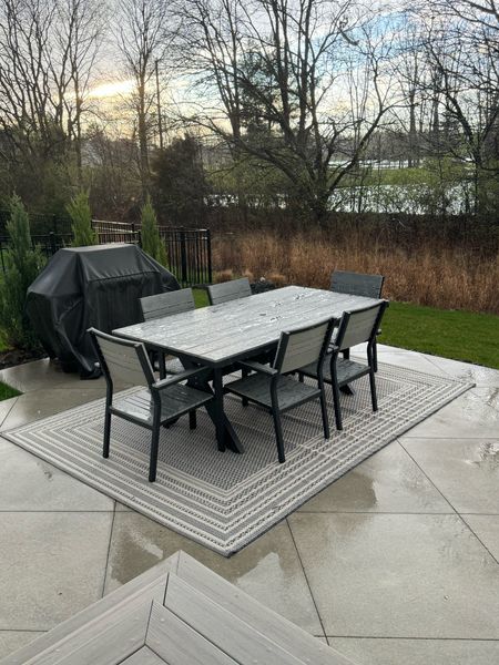 Loving this new outdoor rug for under $100

Dining set is from Costco - Colonial 7-piece Dining Set, Gray (purchased 2024) 

#LTKfindsunder100 #LTKhome #LTKSeasonal