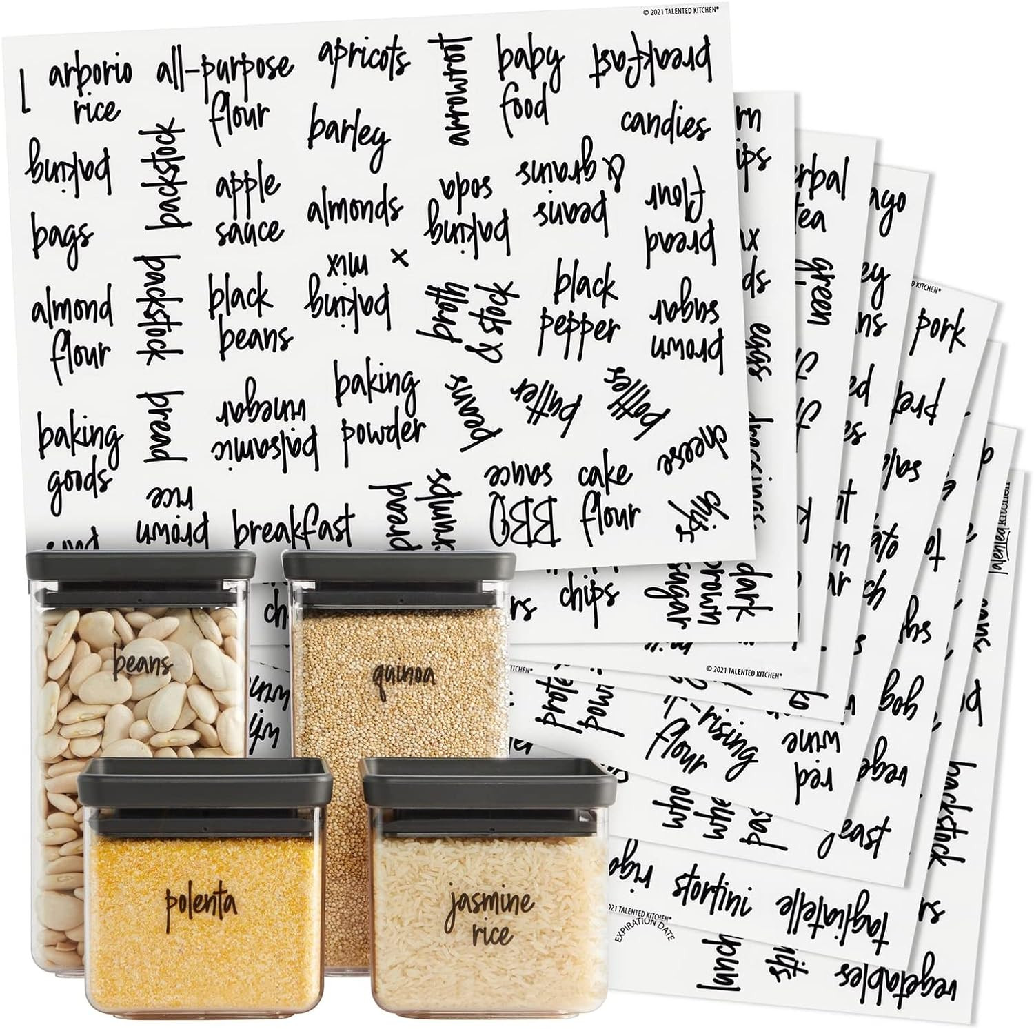 Talented Kitchen 375 Clear Kitchen Labels for Organizing Storage Canisters and Jars, Pantry Label... | Amazon (US)