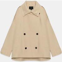 Zara - Oversized Stand-Up Collar Short Trench Coat - Light Tan - M-L - Woman | Zara US