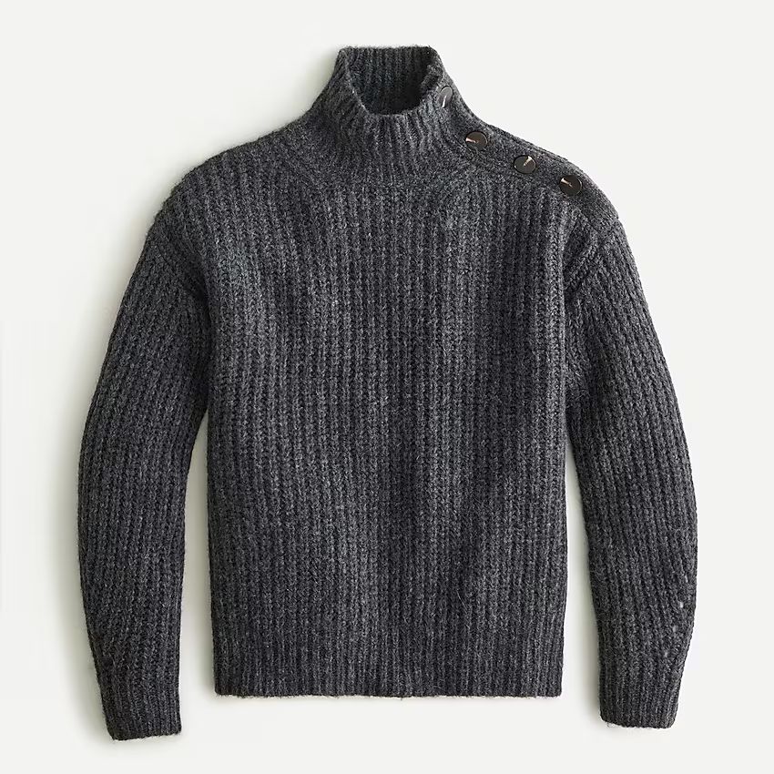 Alpaca-blend turtleneck sweater with shoulder buttons | J.Crew US