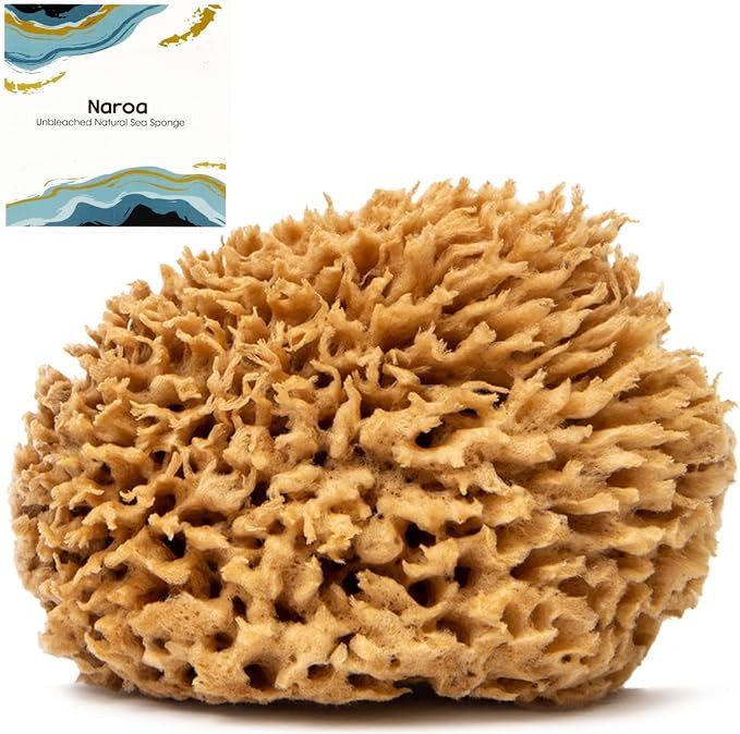 Naroa Soft Natural Shower Sponge | Gentle Sea Loofah for Bathing Smooth Skin | Unbleached Body Sc... | Amazon (US)