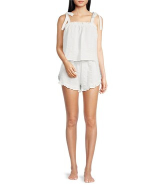 Sleeveless Tie Top Woven Striped Shorty Pajama Set | Dillard's