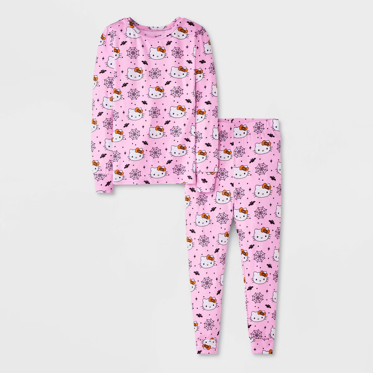 Toddler Girls' 2pc Hello Kitty Long Sleeve Halloween Viscose Snug Fit Pajama Set - Light Pink | Target
