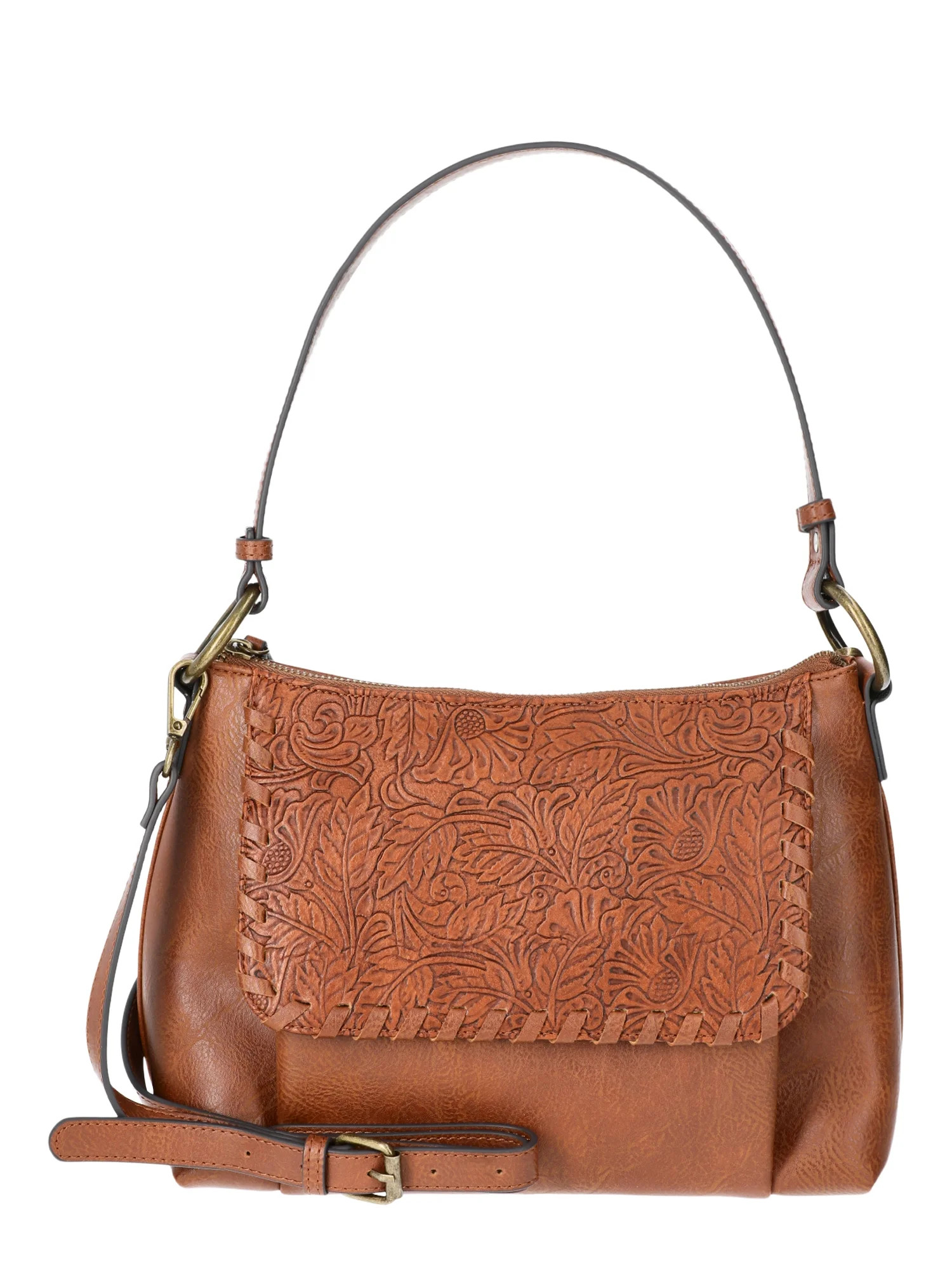 The Pioneer Woman Tooled Faux Leather Shoulder Bag, Women’s | Walmart (US)