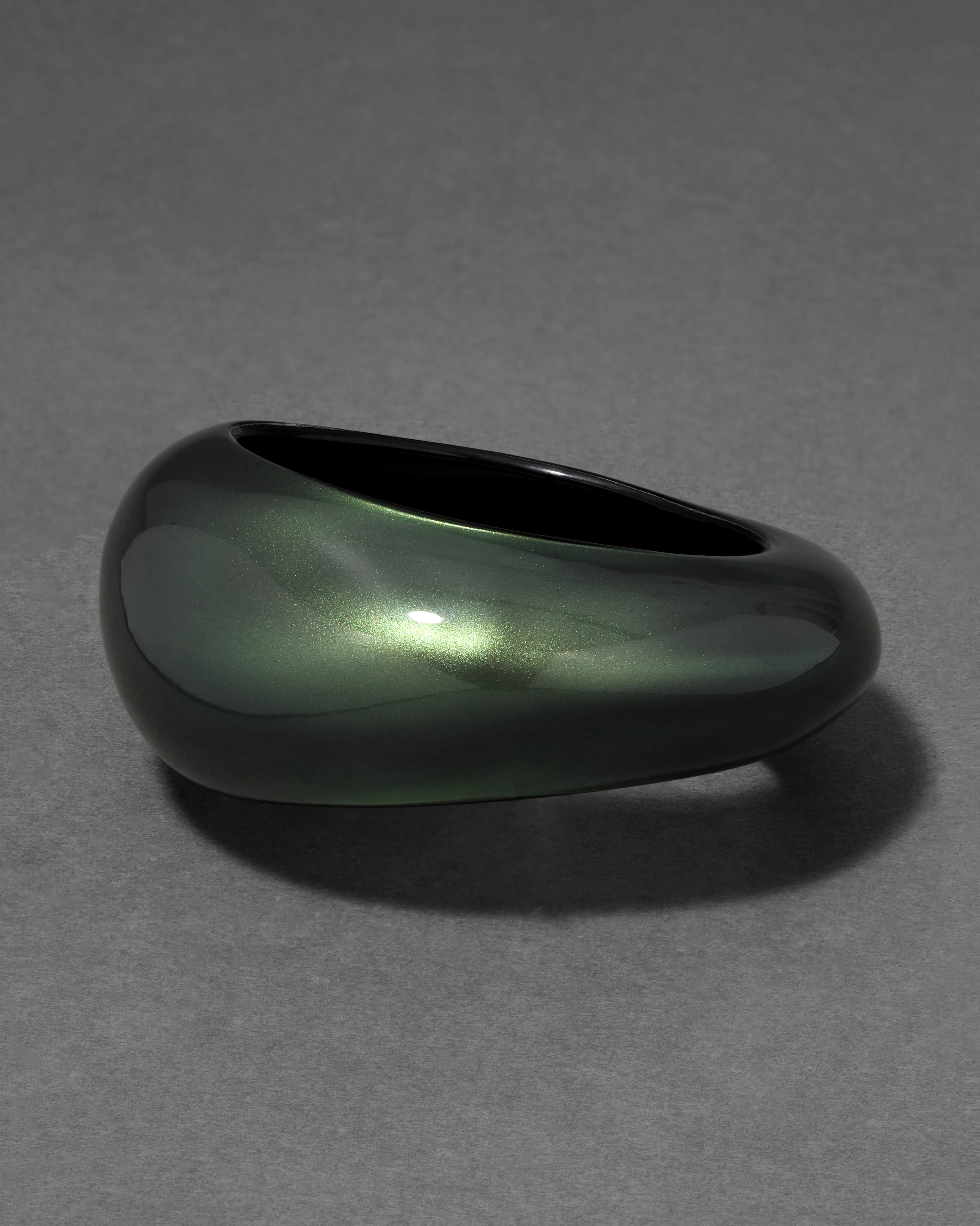 Emerald Green Puffy Lucite Tapered Bangle Bracelet | Stacking Bangle | Alexis Bittar