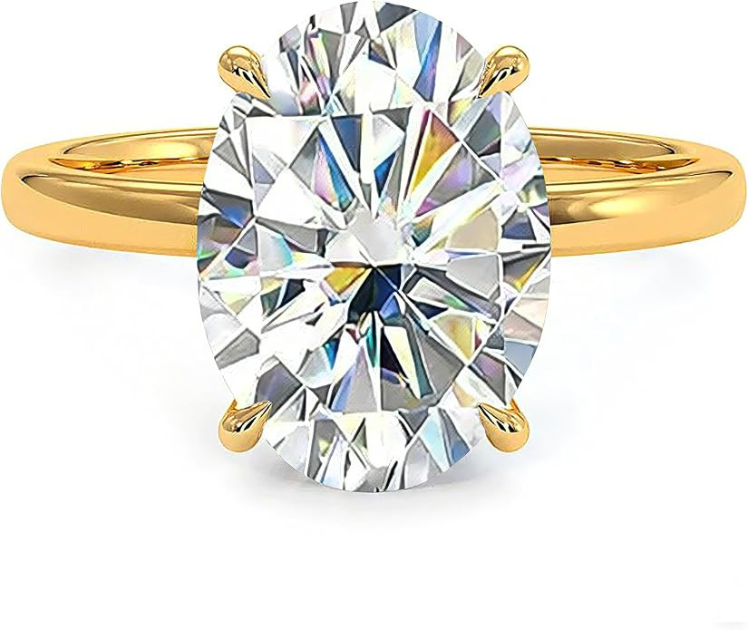 Moissanite Engagement Rings for Women 925 Sterling Silver Gold Plated Band | Amazon (US)
