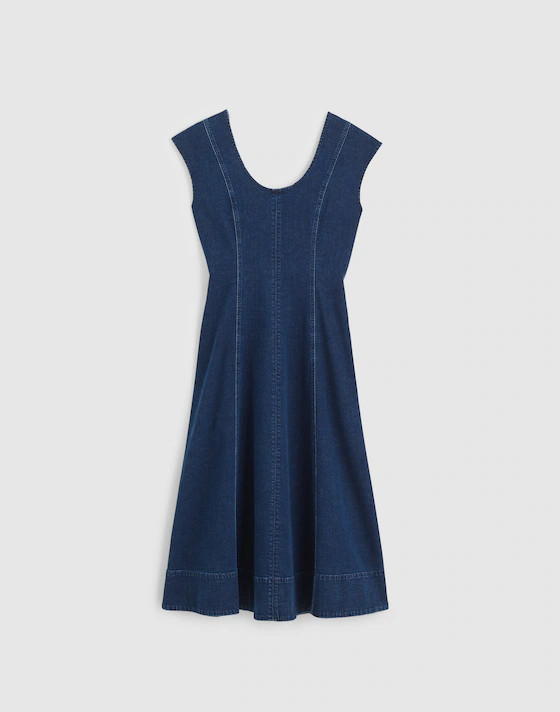 Denim Seamed Scoopneck Midi Dress | Madewell