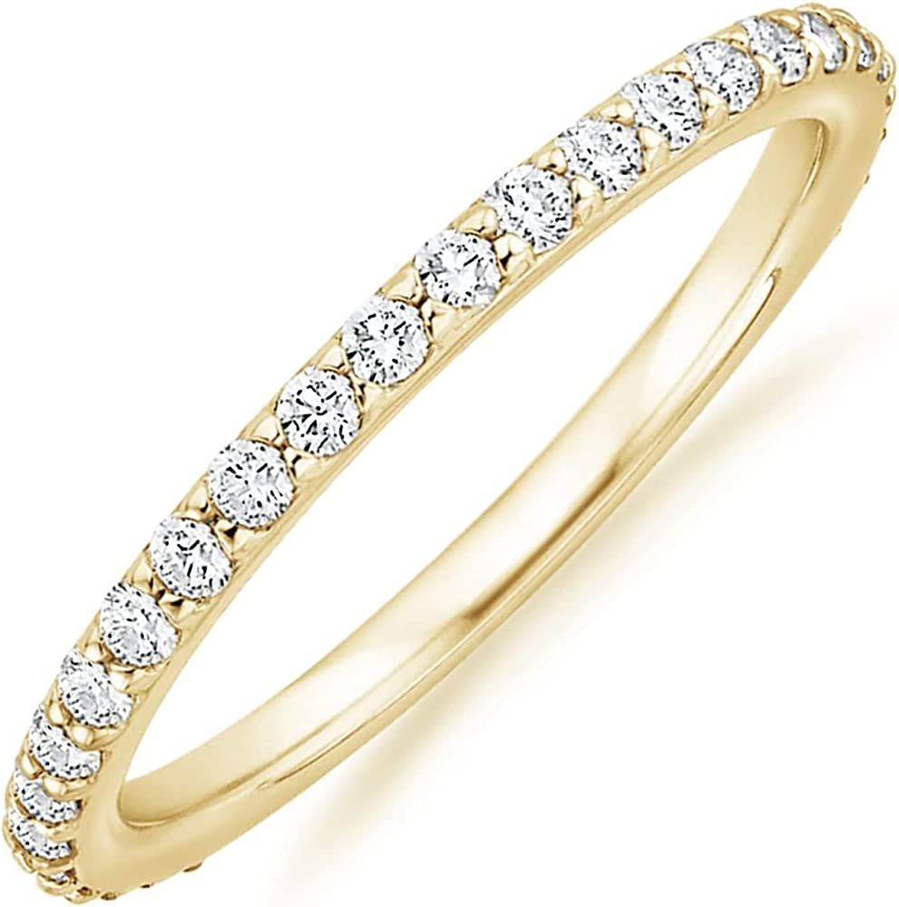 PAVOI 14K Gold Plated Cubic Zirconia Diamond Stackable Eternity Bands for Women | Amazon (US)