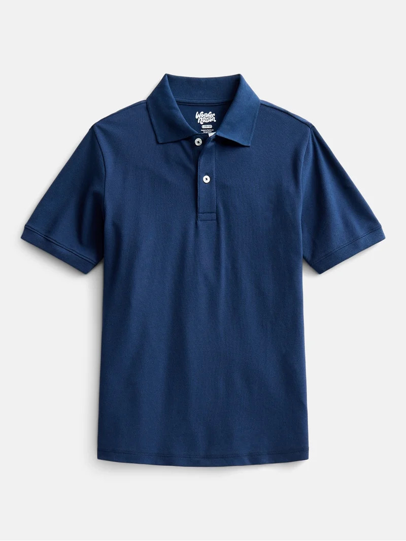 Wonder Nation Boys School Uniform Short Sleeve Pique Polo Shirt, 2-Pack, Size 4-18 & Husky | Walmart (US)