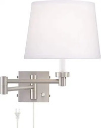 Click for more info about 360 Lighting Vero Modern Swing Arm Wall Lamp with USB Charging Port Brushed Nickel Plug-in Light ...