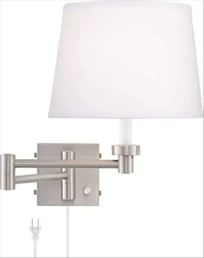 Click for more info about 360 Lighting Vero Modern Swing Arm Wall Lamp with USB Charging Port Brushed Nickel Plug-in Light ...