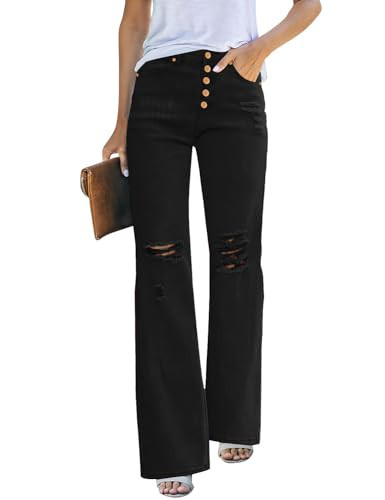 LookbookStore Jeans for Women Trendy High Waisted Jeans for Women Black Jeans Womens Wide Leg Jeans Baggy Jeans for Woman Stretchy Jeans for Women True Black Size Small | Amazon (US)