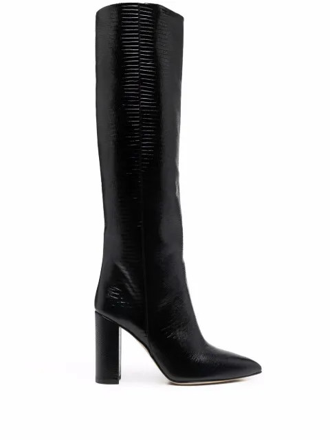 snakeskin-effect knee-high boots | Farfetch (US)