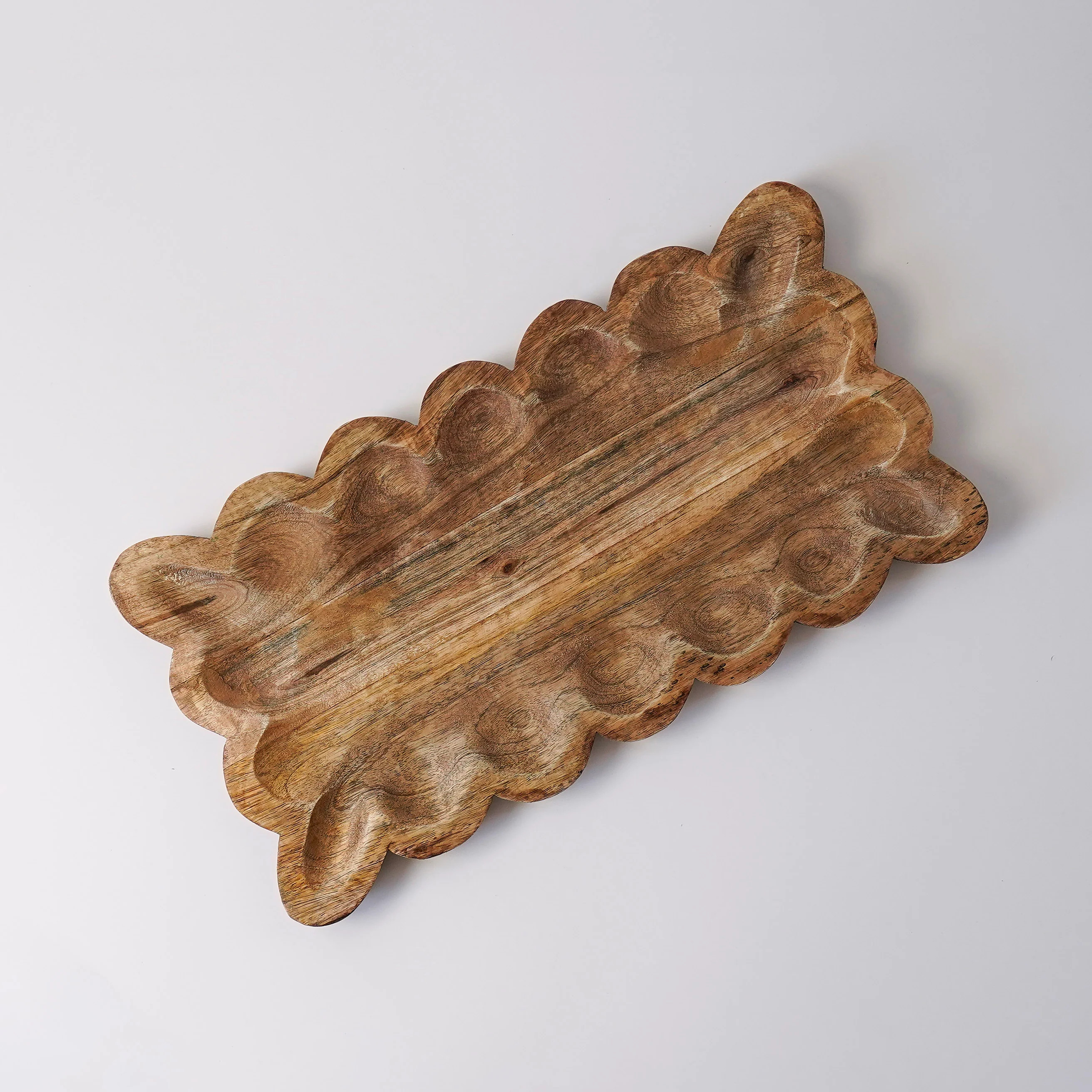 Careen Scalloped Wood Tray | MJHome