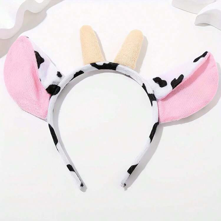 1pc Cartoon Cow Horn Headband, Plush Animal Headpiece, Cute Cow Ears Hair Hoop For Women, Hair Band, Autumn, Hair Accessories, Winter Fall Autumn Accessories | SHEIN