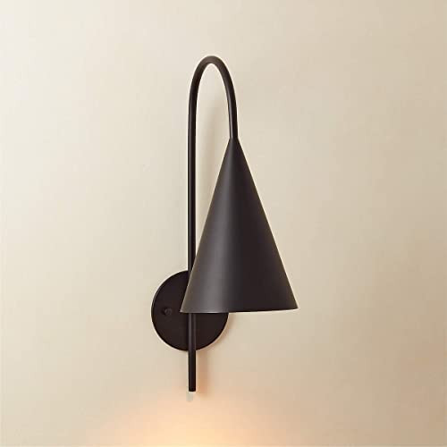 Modern Matte Black Metal Conical Sconce, Industrial Gooseneck Wall Light for Bedroom, Hand-Polish... | Amazon (US)