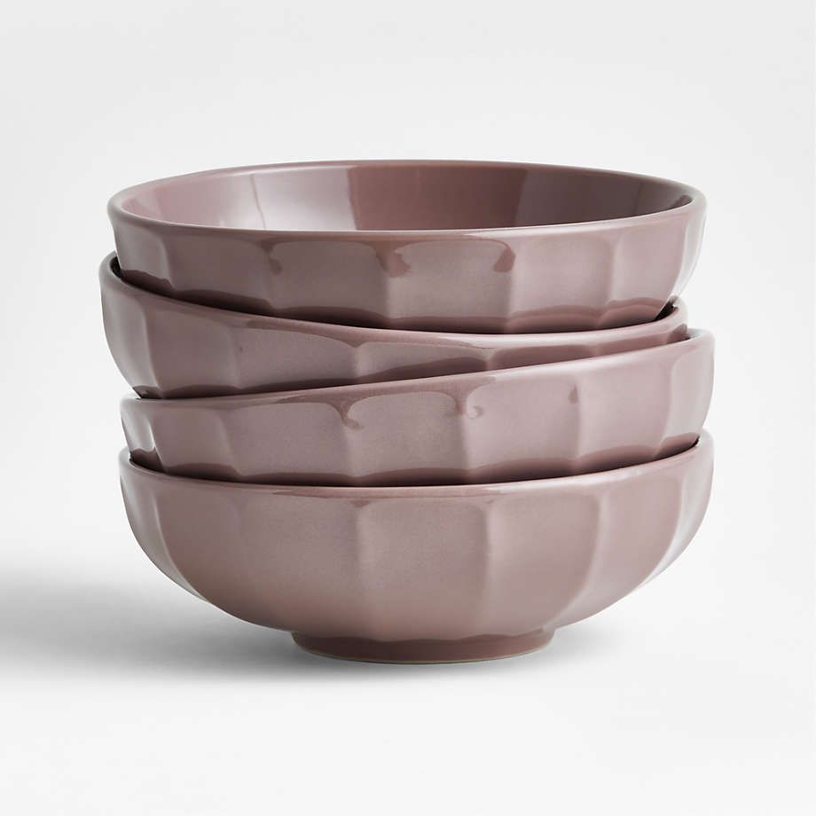 Cafe Desert Pink Low Bowls, Set of 4 | Crate & Barrel