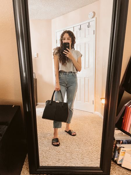 🚨 short girl approved outfit! 🚨 i have this cropped top in a few different colors & love to pair them with these high rise jeans. this outfit helps me to give the illusion of being taller than 5’  😉

#LTKitbag