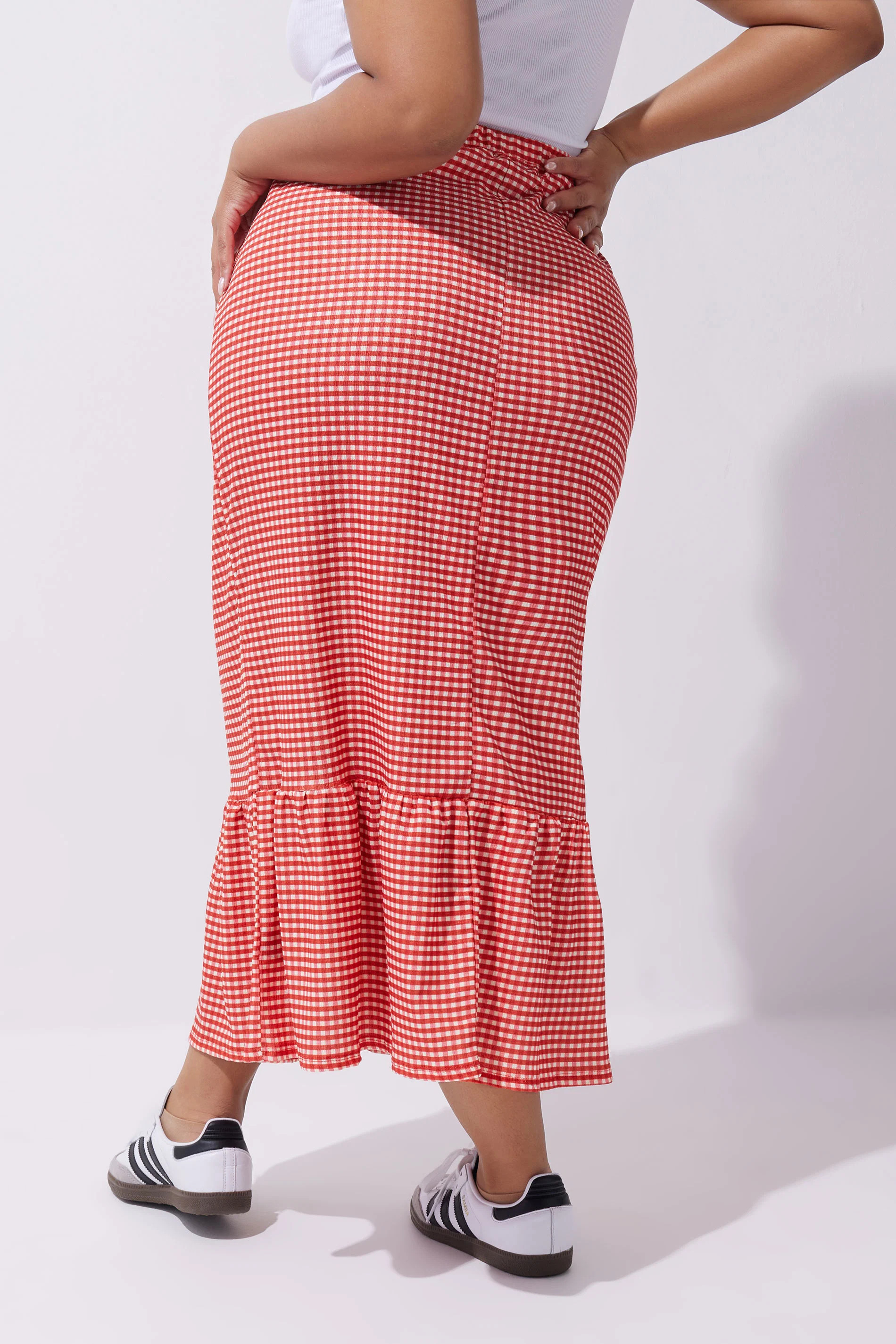 LIMITED COLLECTION Plus Size Red Gingham Print Maxi Skirt | Yours Clothing UK