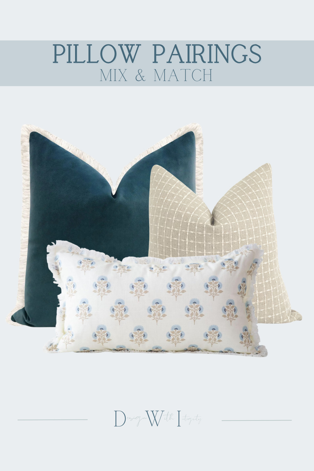 This pillow pairing balances depth and softness with a rich teal velvet backdrop and warm sand toned accents. The tailored grid pattern introduces subtle structure, while the delicate block print lumbar brings movement and detail. Fringe trim and crisp piping elevate the composition with a custom, designer finished feel.

The harmony works through contrast. Plush velvet anchors the palette, a mid scale geometric adds rhythm, and the smaller scale print keeps the arrangement layered without feeling busy. The blend of saturated color and light neutral tones creates a look that feels grounded, sophisticated, and effortlessly collected.

Shop the curated pairing to layer rich teal and warm neutrals into your space.

#PillowPairings #TealDecor #LayeredInteriors #InteriorStyling #TransitionalDesign 

 #LTKHome