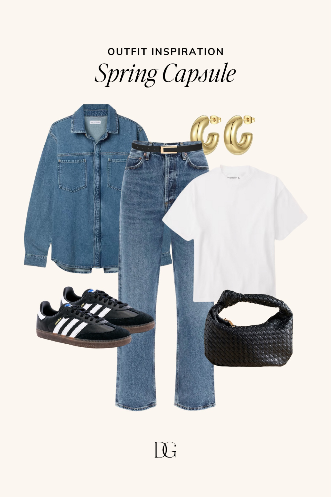 Spring Capsule Wardrobe for 2024 // Capsule wardrobe, spring outfits, spring outfit, spring staples, spring fashion, elevated spring outfit, casual spring outfit, simple spring outfit, neutral spring outfit, adidas samba outfit, denim on denim outfit 

#LTKSeasonal #LTKstyletip #LTKfindsunder100