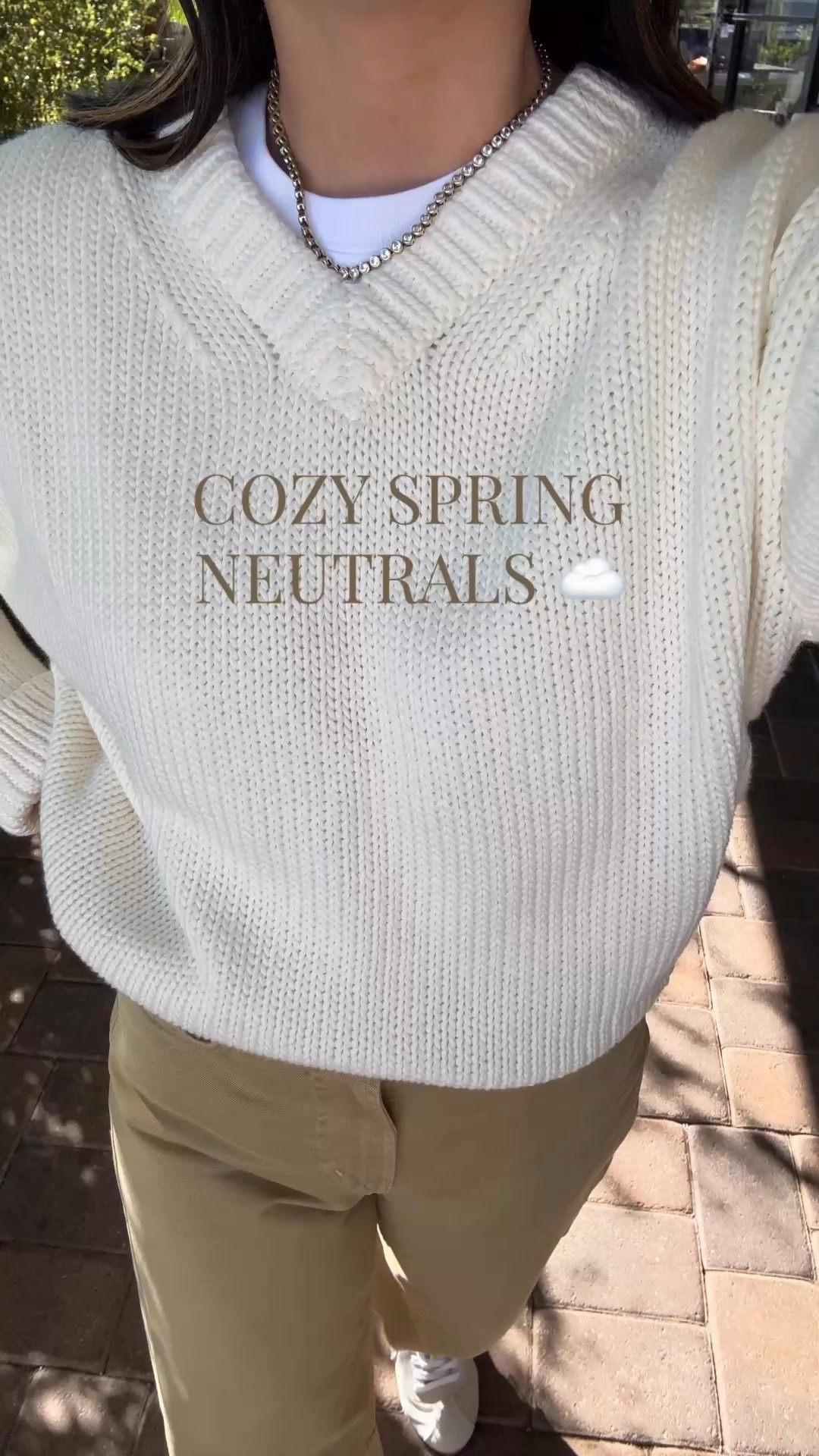 Spring neutral outfit idea. Mom-on-duty. 

Banana Repuvkic sweater xs - mine is last year. Not sure if the new version is exact. 
Citizens of Humanity Miro jeans 23 -  cut hems. Run big, size down. 
Dolce vita sneakers 6 - go up a full size. 
The Row bag small
Electric Picks earrings
Dorsey James necklace 15"

Spring outfits 2026, petite style, mom outfits 

#LTKootd #LTKPetite #LTKmomlife