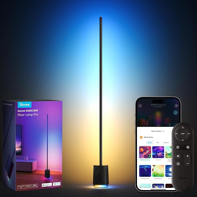 Govee Floor Lamp Pro, RGBIC LED Lamp with Bluetooth Speaker and White Noise, 2100 Lumens Standing... | Amazon (US)