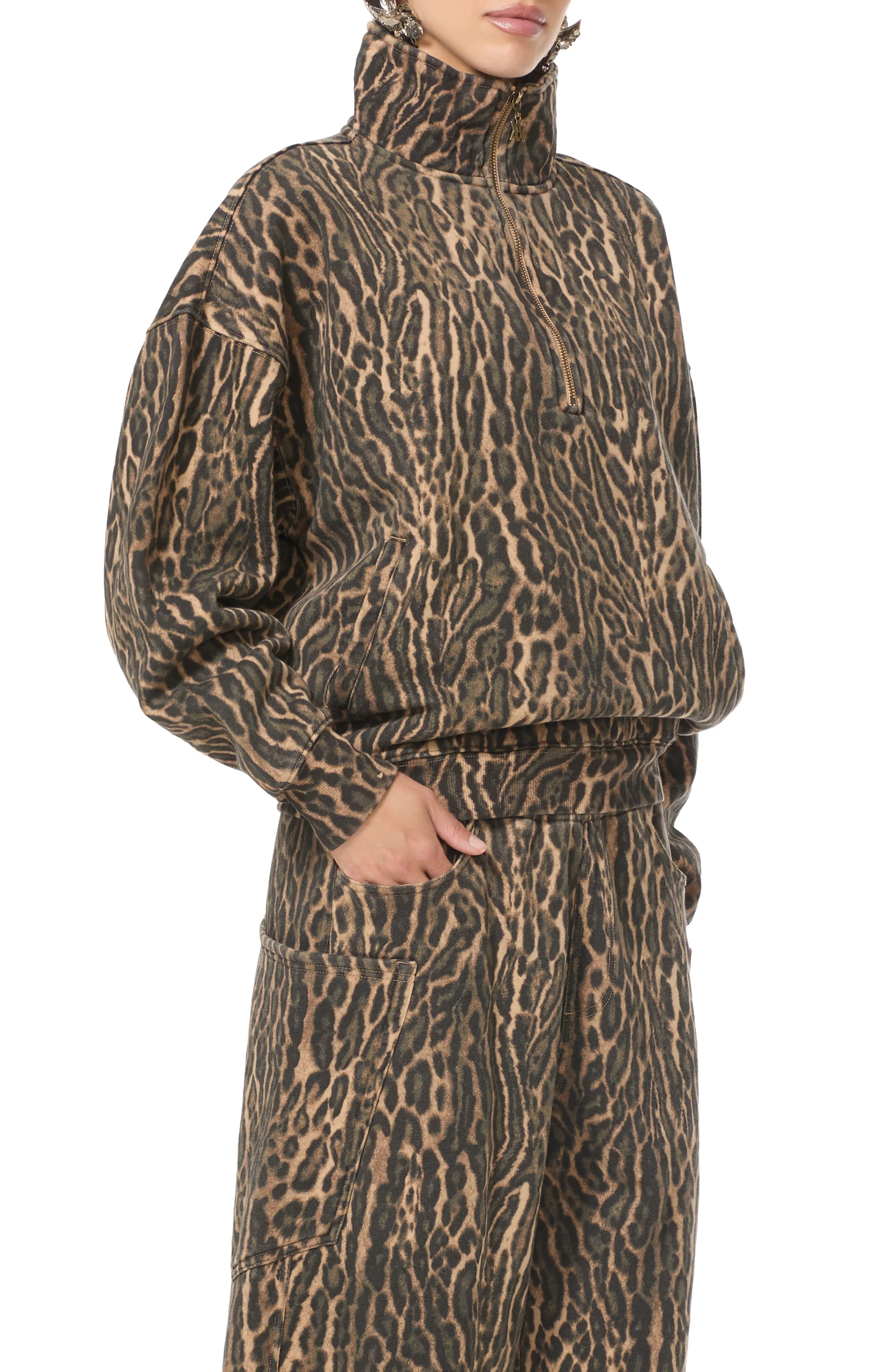 AFRM Cillian Quarter Zip Sweatshirt in Rushed Camo at Nordstrom, Size Medium | Nordstrom