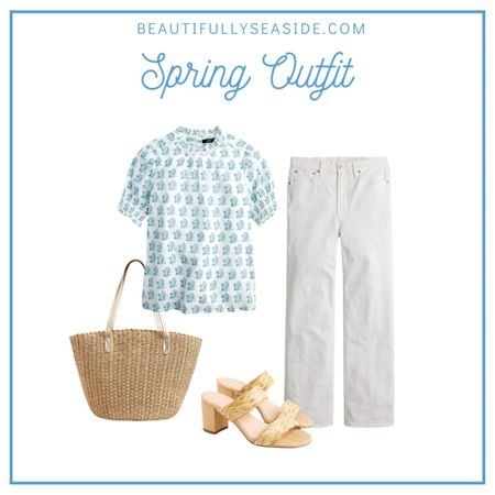 Blockprint top and white jeans outfit for spring and summer 

#LTKFind #LTKsalealert #LTKshoecrush