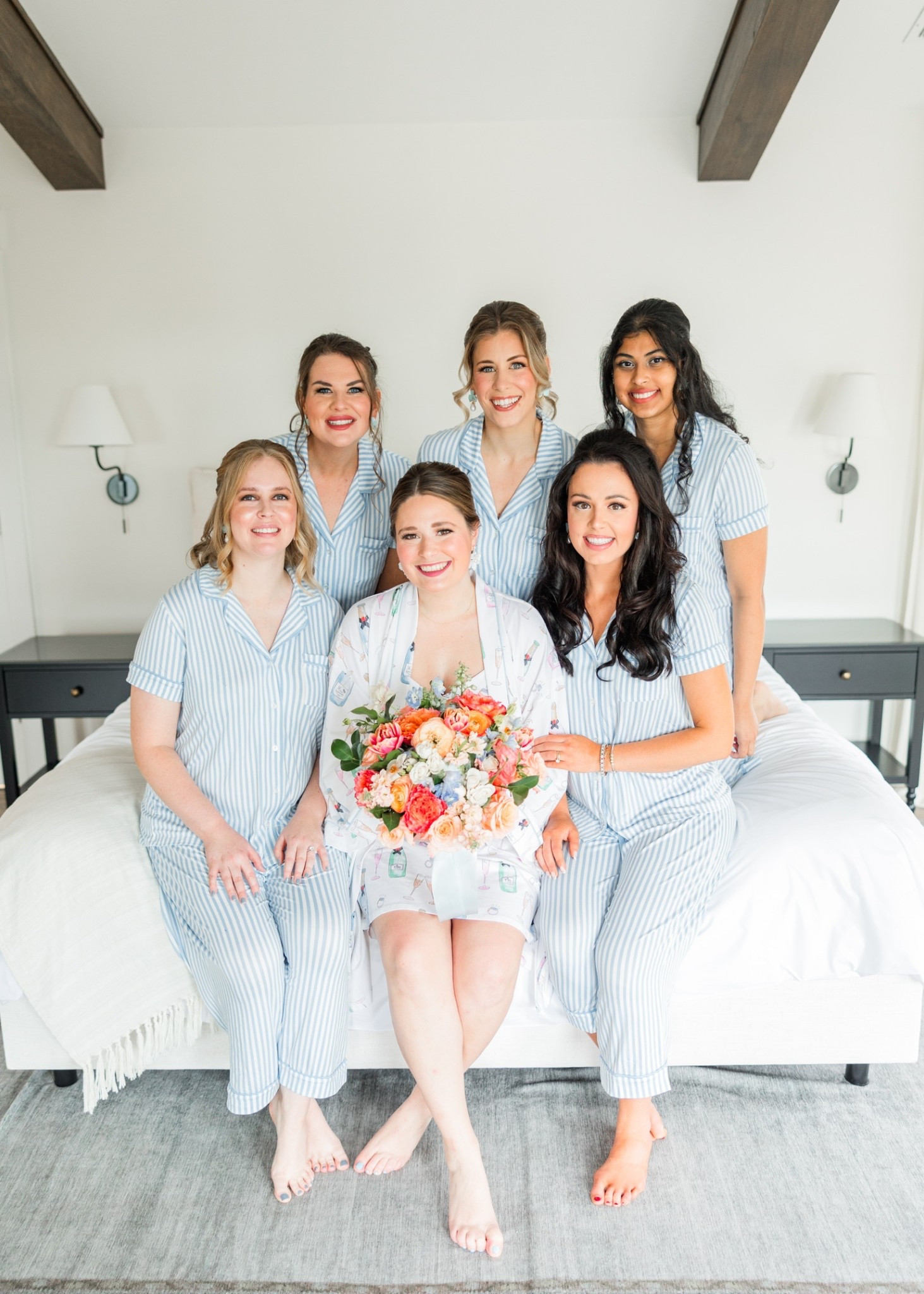 Blue and White Wedding - Getting Ready Outfits 🤍🩵 

Bridesmaids wore blue and white striped pajamas from Nordstrom Rack! My bridal getting ready outfit is from Bedhead Pajamas. 

#LTKWedding