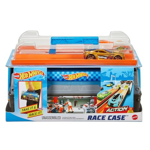 Hot Wheels Toy Cars & Track Set, Race Case Playset with 2 Vehicles in 1:64 Scale, Dual Launcher for Side-By-Side Racing & Portable Storage Container | Amazon (US)