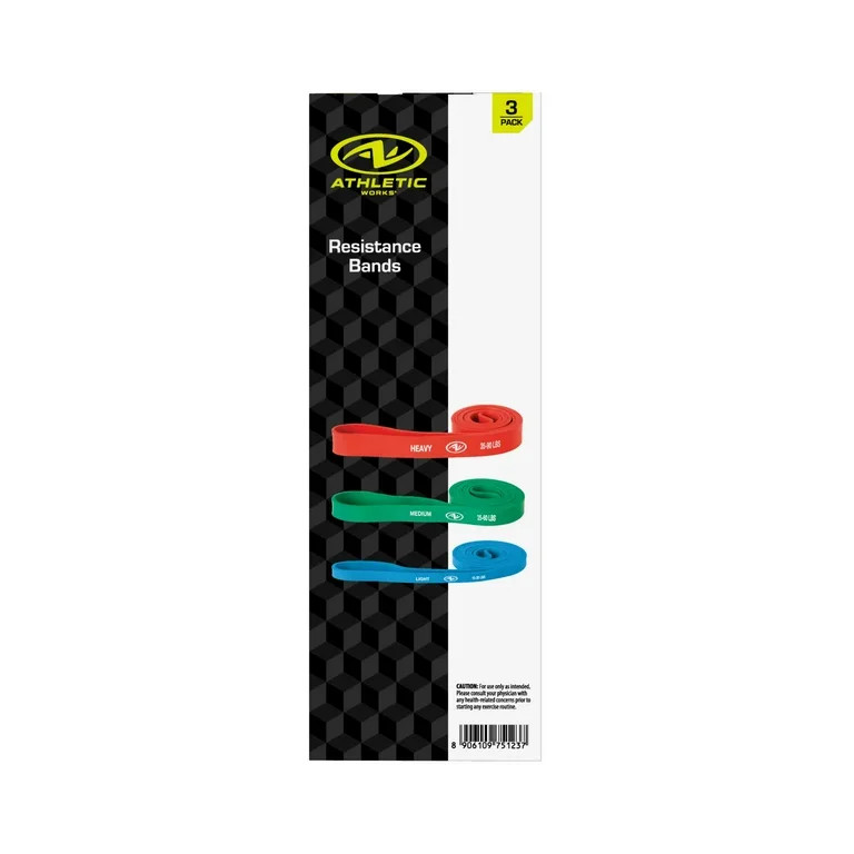 Athletic Works Resistance Bands, Latex Free Material, Set of 3 Levels : Light, Medium, Heavy | Walmart (US)