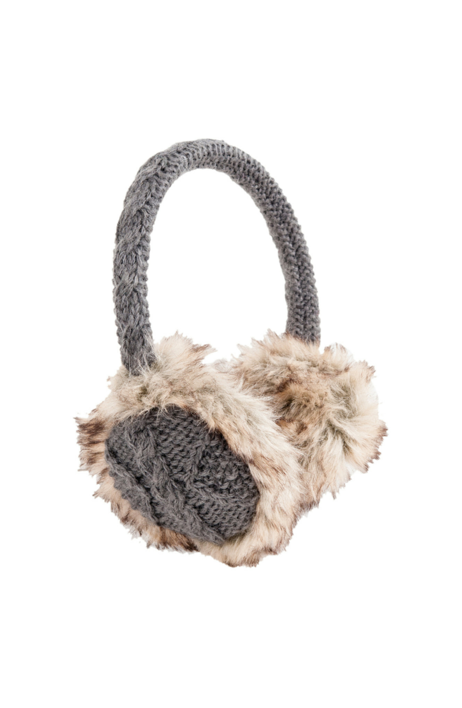 Cable Knit Adjustable Earmuffs With Faux Fur | Nordstrom