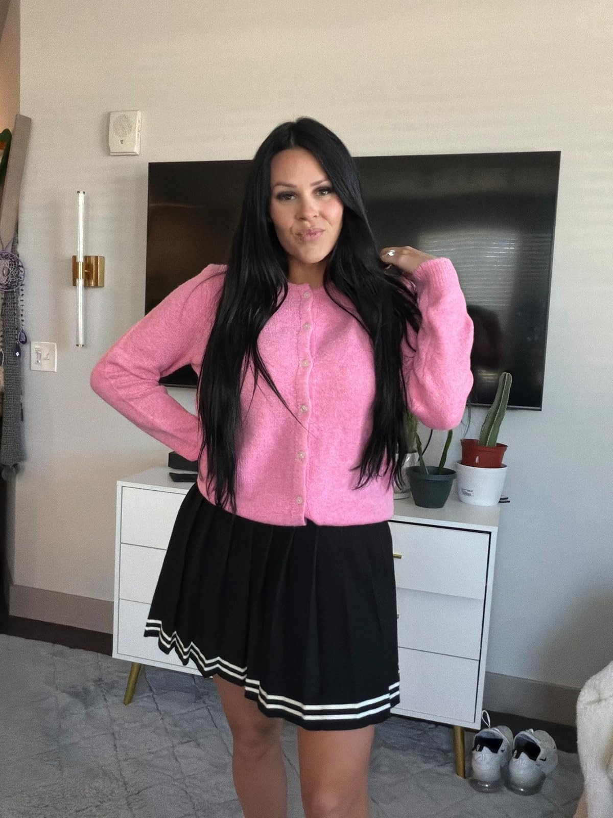 Pink cardigan & pleated skirt. Shop the look! #pinkaesthetic #ltkunder50 #fallstyle 

 #LTKdayinmylife #LTKootd #LTKSaleAlert