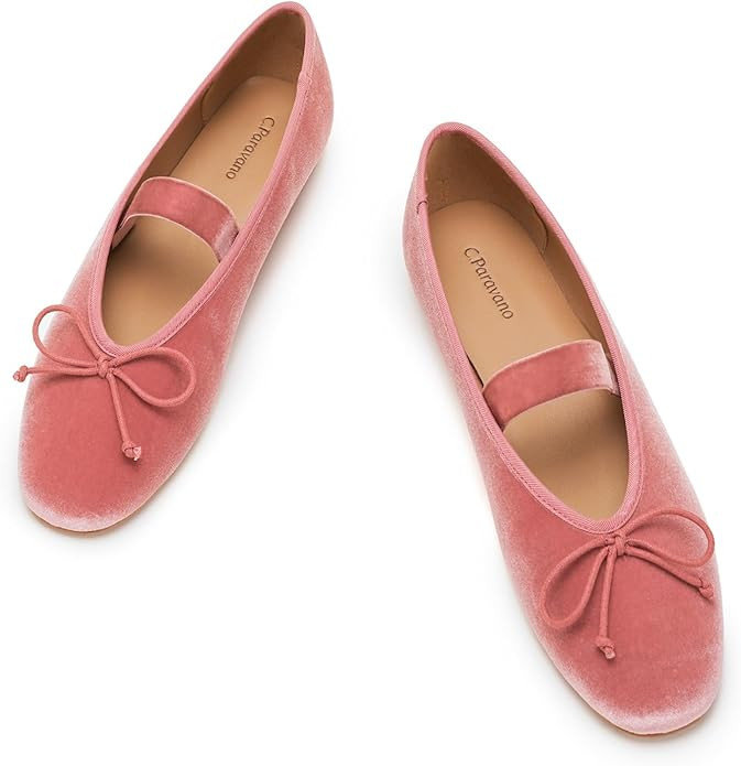 C.Paravano Women Velvet Flats | Ballet Flat | Mary Jane Shoes | Round Toe Ballerinas Flats Women | Amazon (US)