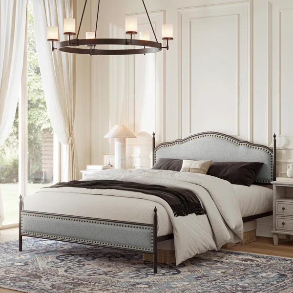 Alaja Upholstered Platform Metal Four Poster Bed | Wayfair North America